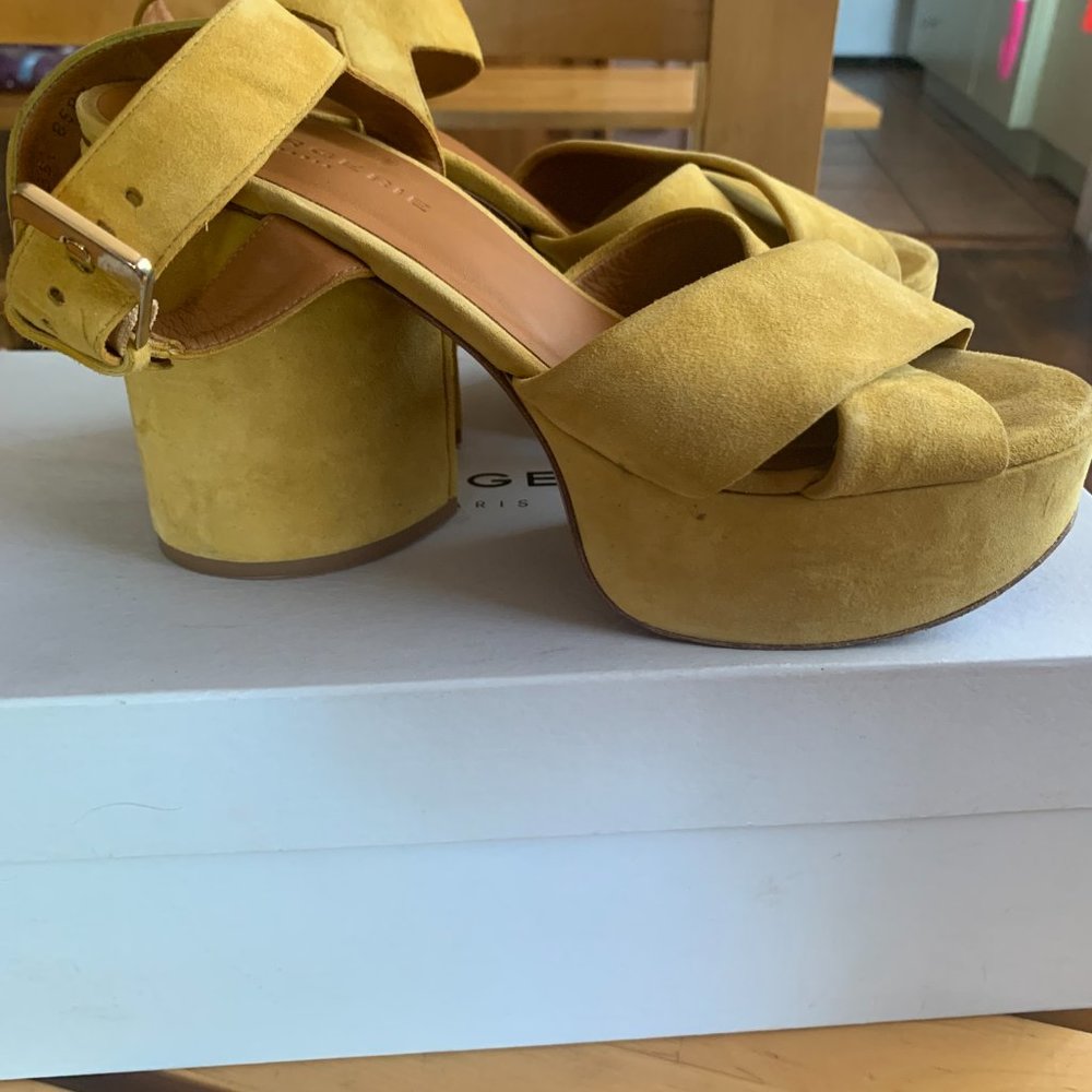 Robert Clergerie Vianne yellow suede platform sandals